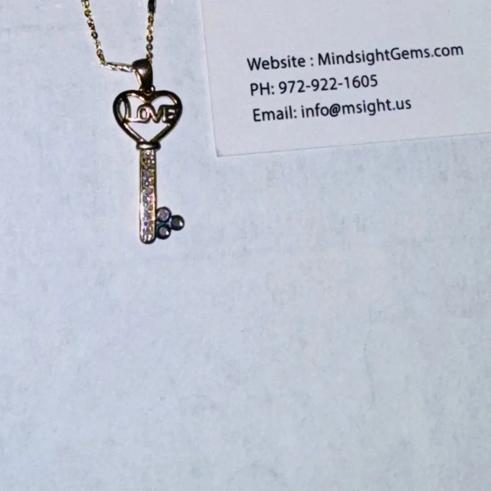 Real Diamond Love heart Key Pendant, Gift for her, Affordable gift for women WOW - Picture 5 of 5